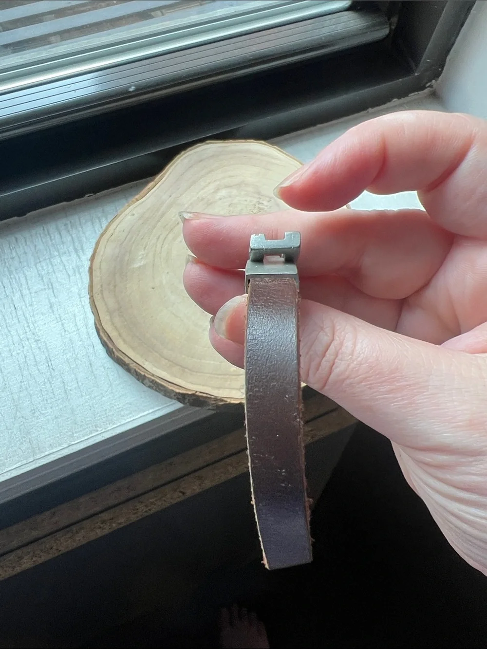 Men's Brown Leather Bracelet with Silver Metal Clasp